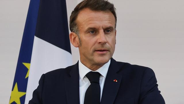 French President Emmanuel Macron speaks to the army leaders at the Hotel le Brienne, Sunday, July 13, 2025, ahead of the Bastille Day parade in Paris. (Ludovic Marin, Pool Photo via AP)