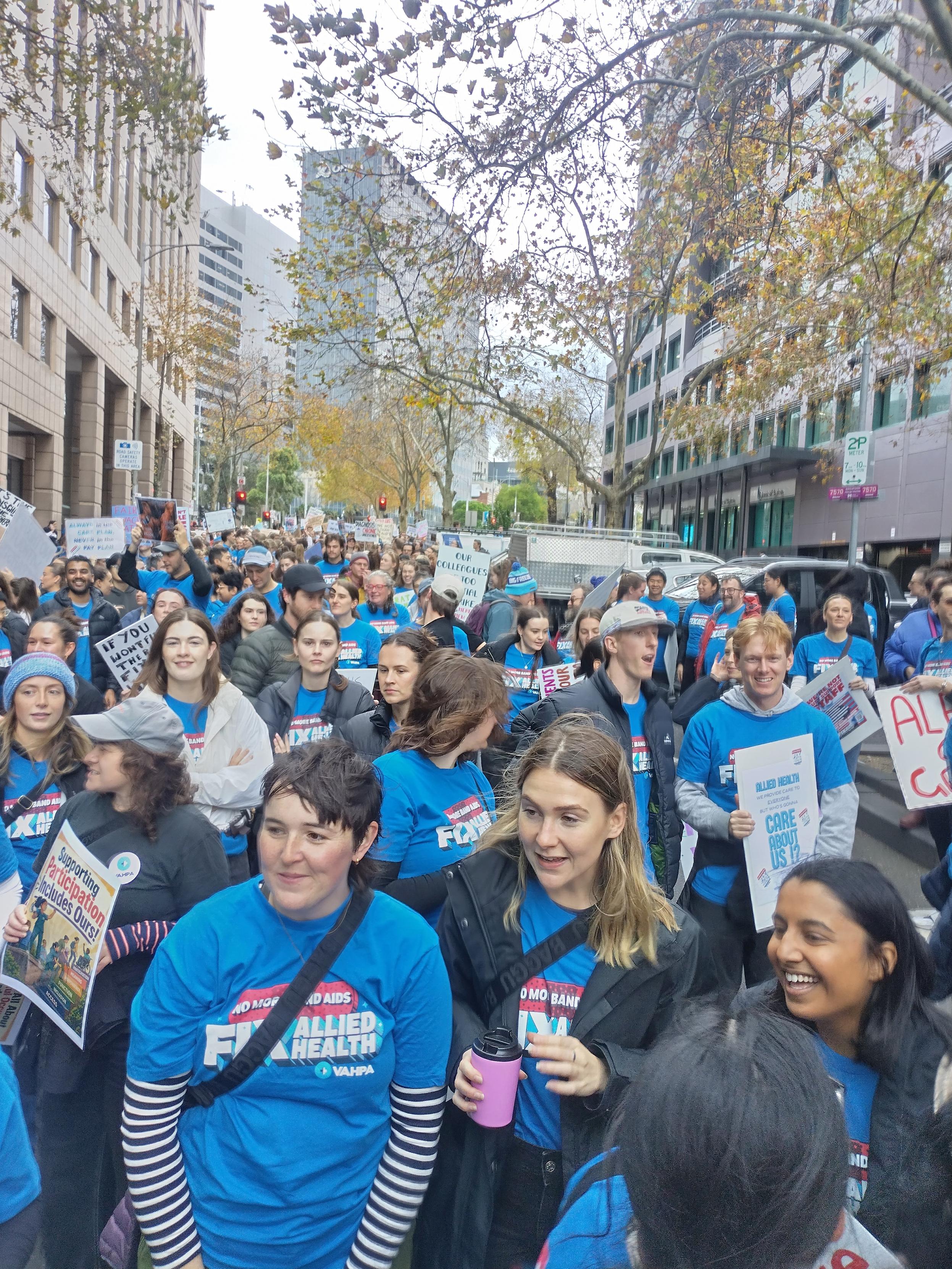 allied health rally in Lonsdale Street