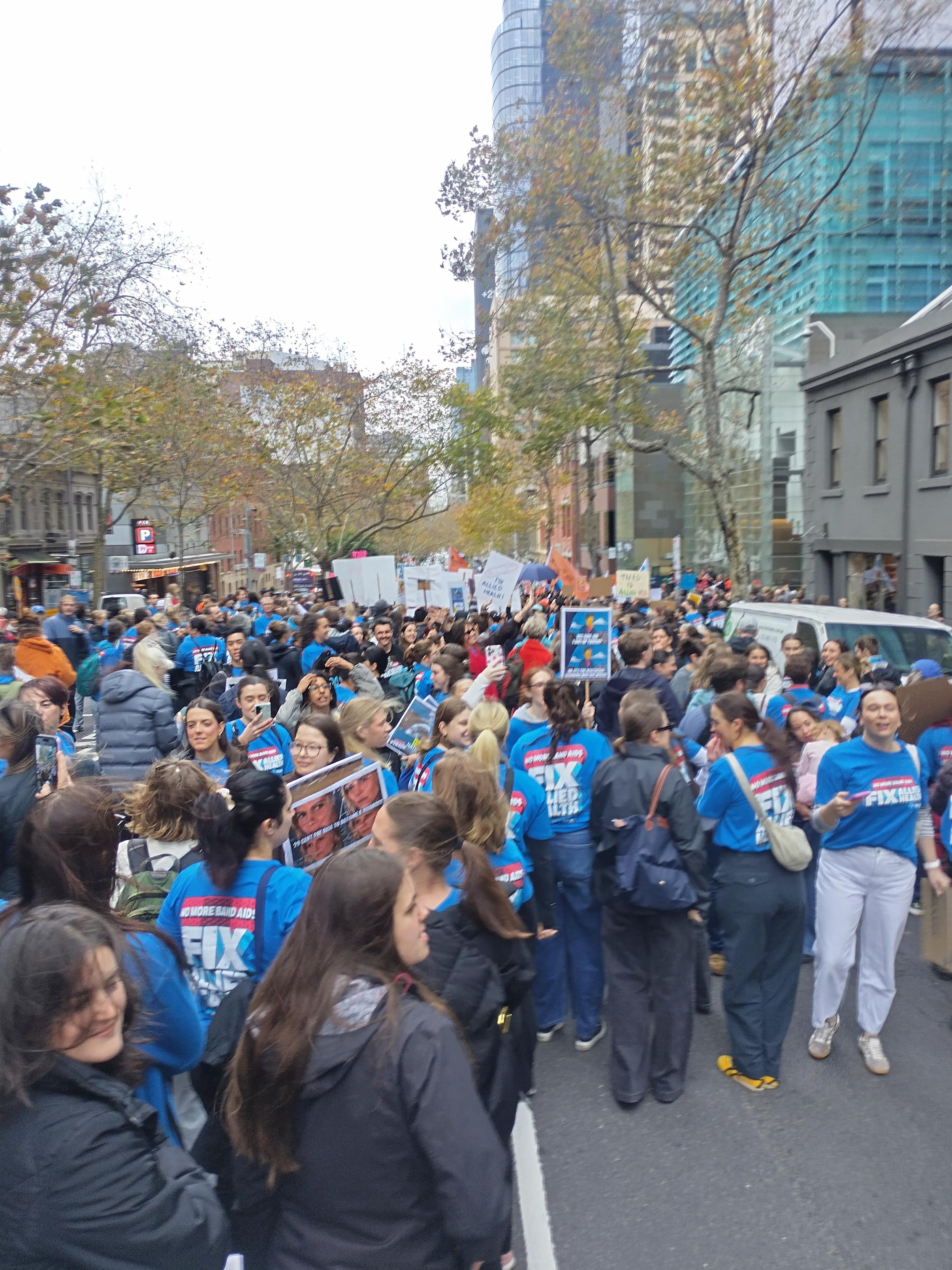 allied health rally in Lonsdale Street