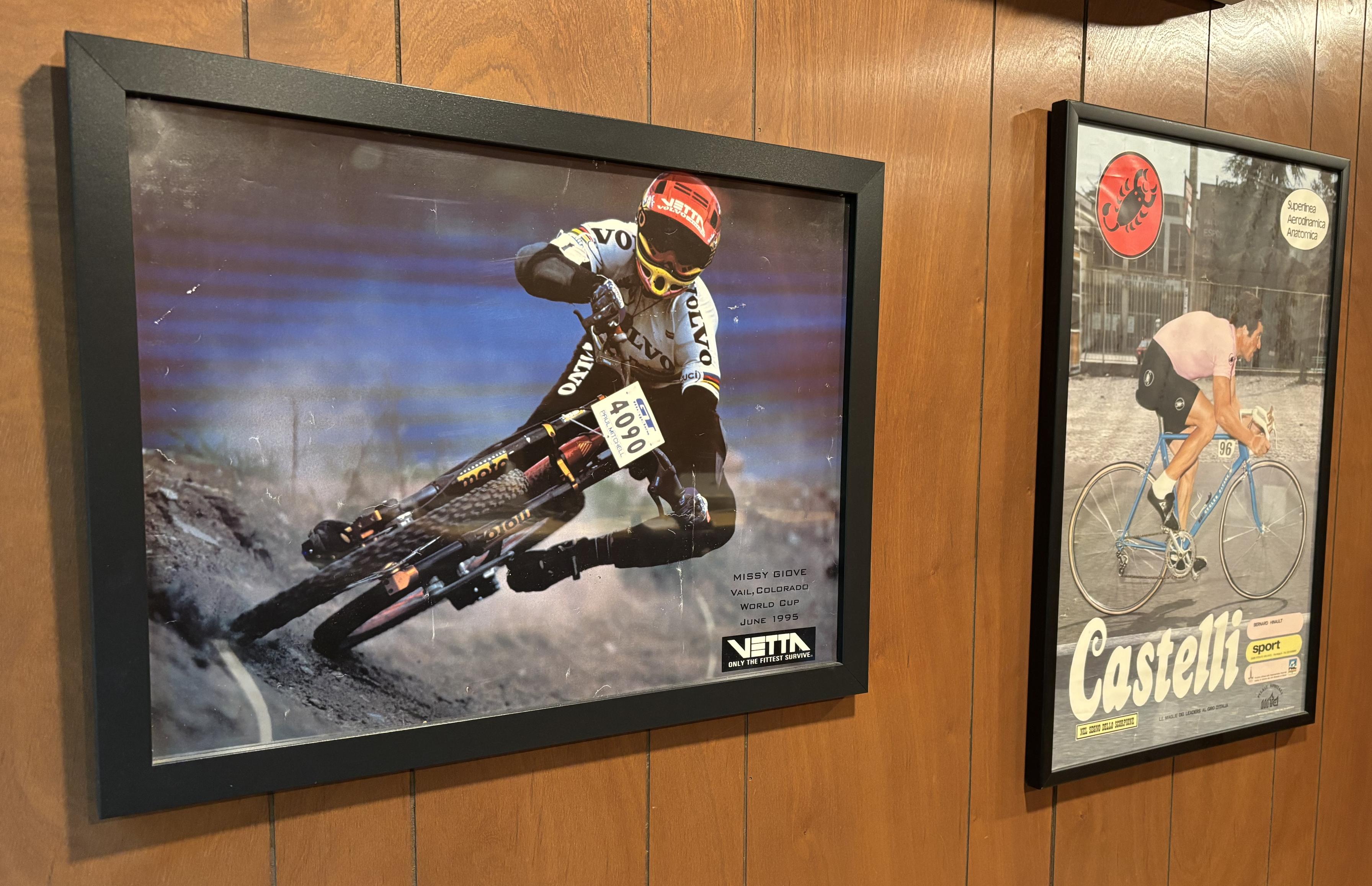 Framed poster of Missy Giove reads "Vail, Colorado World Cup June 1995"